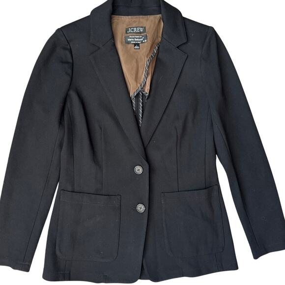 J. Crew Patrick Patch Pocket Italian Fabric Luxe Ponte Blazer Black Size 4 - Picture 5 of 11
